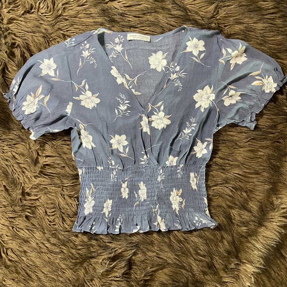Paper Crane Blue Floral Blouse